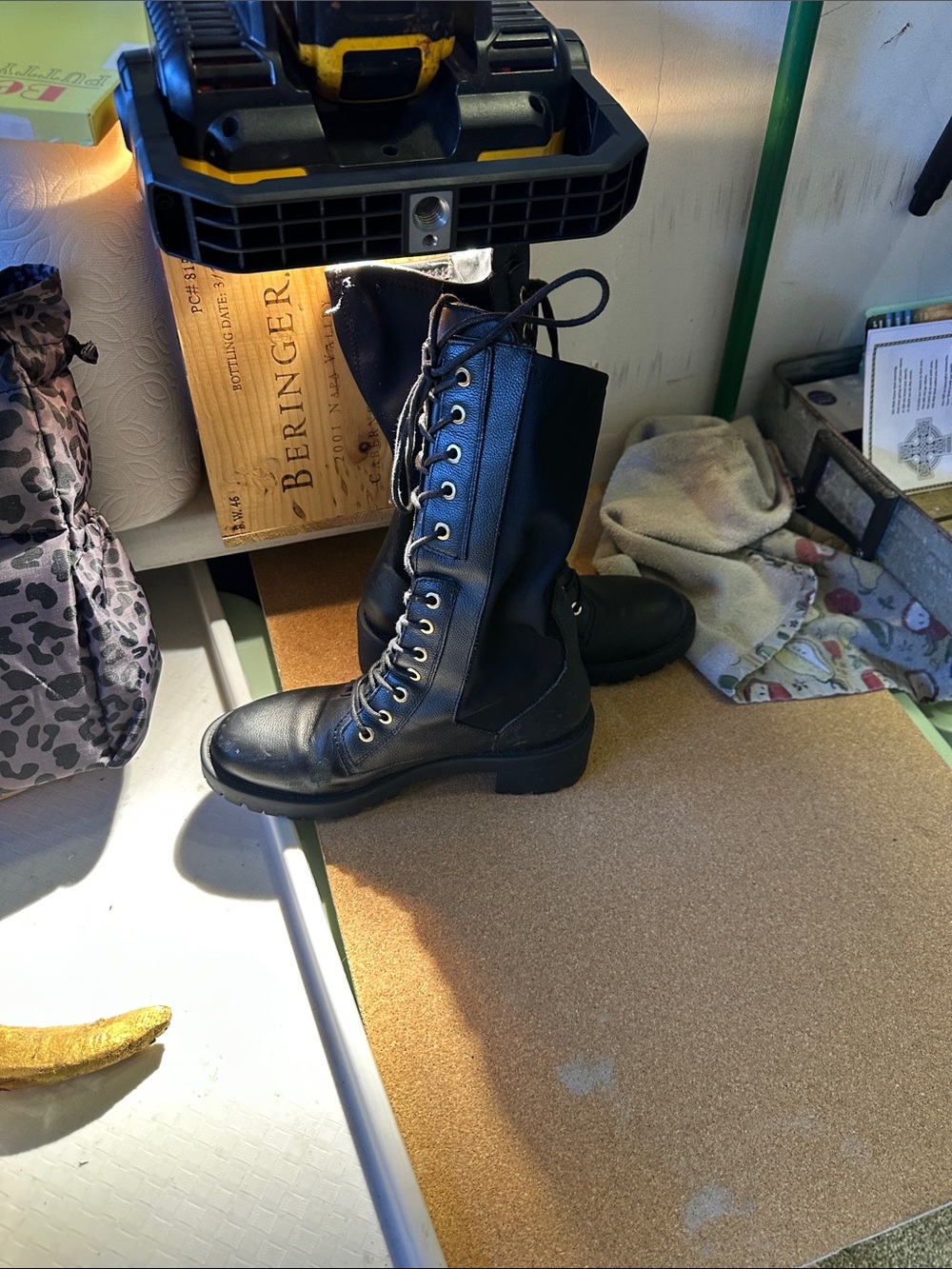 Blondo Black Lace-Up Combat Boots for Women